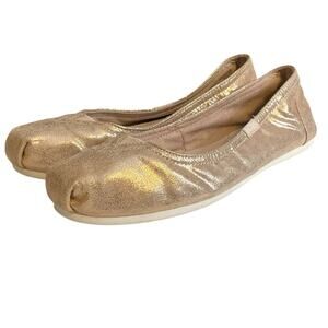 Bobs from Skechers Shoes Womens 9M Slip On Ballet Flats Gold Comfort Metallic